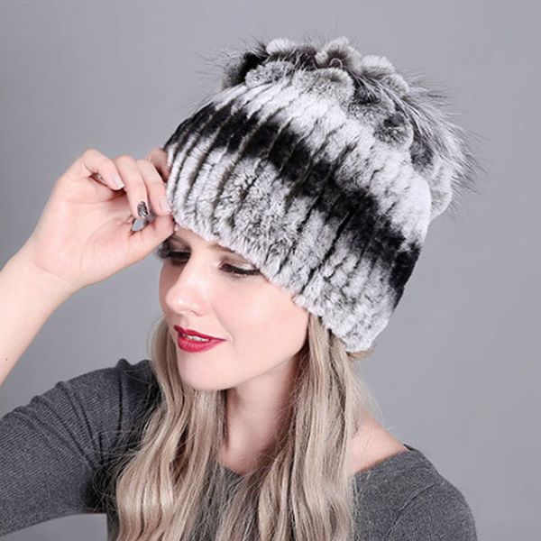 

women warm genuine fur russia hat natural skin patchwork mushroom shape caps winter thick warm casual beanies, Blue;gray