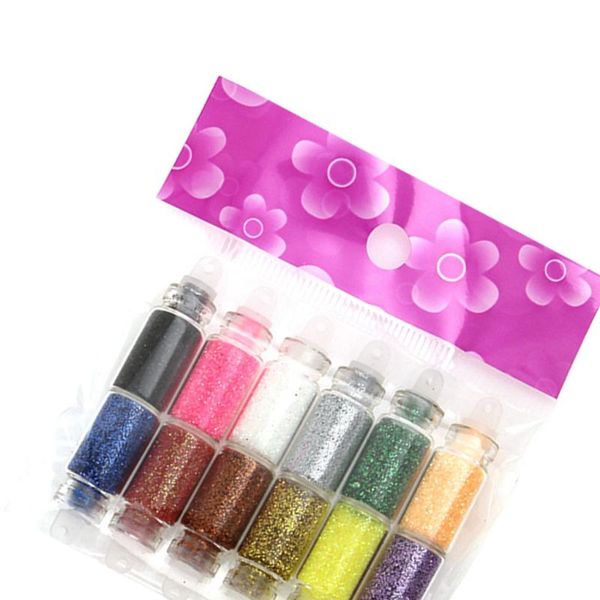 

nail glitter 12 bottles/set 3d shinny powder acrylic gel polish flakes sequin manicure decor, Silver;gold