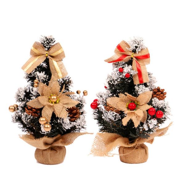 

mini christmas tree bow-knot artificial christmas pinecone tree ornaments festival table miniature ornament new year gift