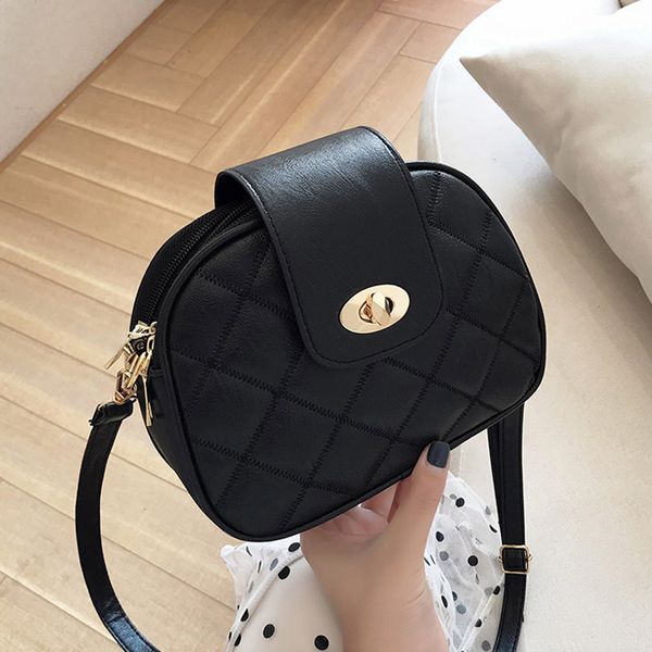 

fashion pu leather shoulder bag women small plaid crossbody bag luxurious black saddle simple handbag designer daily purse
