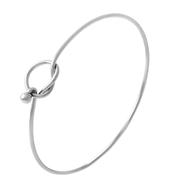 

bangle ijb0450 fashion women/men jewelry bracelet 60mm stainless steel knot openable for christmas gifts, Black