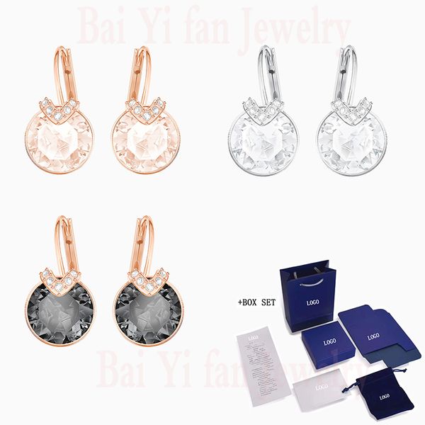 

fashion swa new bella v pierced earrings beautiful v-shaped round pavé crystal women luxury jewelry elegant romantic gift, Golden;silver