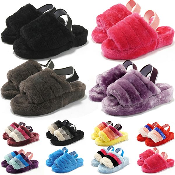 

australia women slides winter snow slippers black red yellow grey pink comfortable keep warm fuzzy flip flops size 36-44