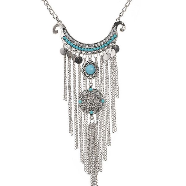 

choker kolye in europe and america fashion women deserve to act the role of multilayer tassel necklaces long necklace, Silver