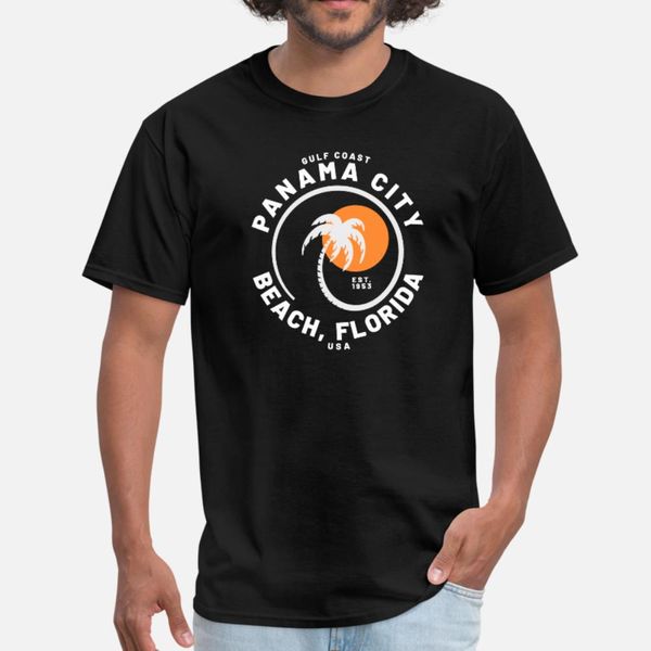 

panama city beach florida palm tree sun gulf coast t shirt men design 100% cotton round collar slim crazy comical summer kawaii shirt
