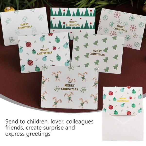 

12 pcs christmas greeting cards printing merry christmas holiday message blessing card gift card