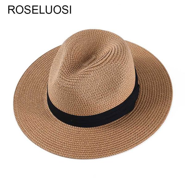 

roseluosi men's panama hats 2020 spring summer sun hats for women solid color causal beach chapeu feminino, Blue;gray