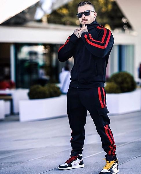 

mens tracksuits sweatsuit luxurious mens jogging suits hoodies sportswear spring autumn casual sportswear sets clothing outfit, Gray