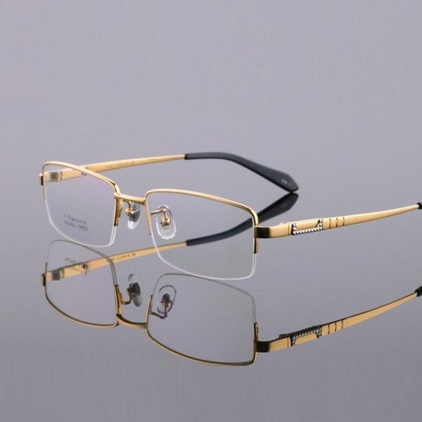 

width-140 titanium business male eyeglasses frames men half rim optical prescription myopia eyewear glasses male spectacle frame, Black