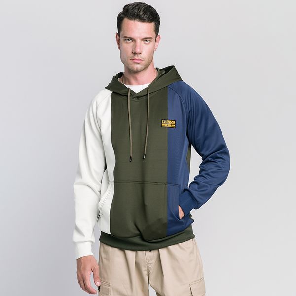 

factory wholesale contrasting color stitching mens fashion cartoon badge sweater mens autumn contrasting color hooded sports coat mens fashi, Black