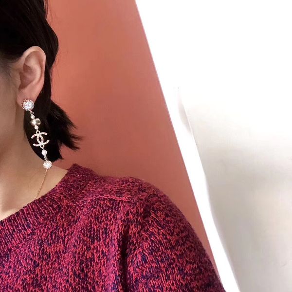 

2020 drop earring with stamp and colorful diamond for women wedding jewelry gift ps4560, Silver