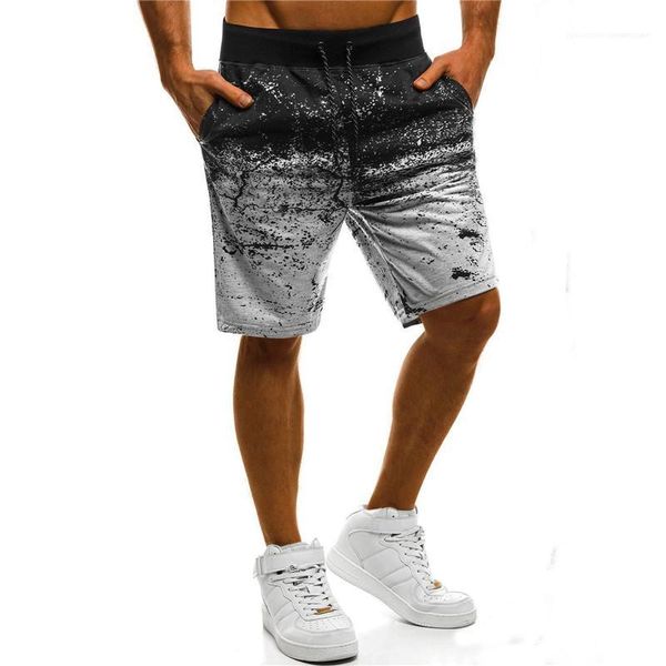 

knee length pants mens clothes summer beach mens shorts designer inkjet pattern loose shorts casual middle waist, White;black