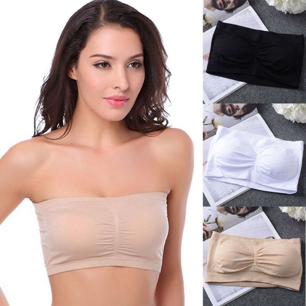 

us stock women breathable seamless bandeau bra lady underwear boob crop tube top, White;black