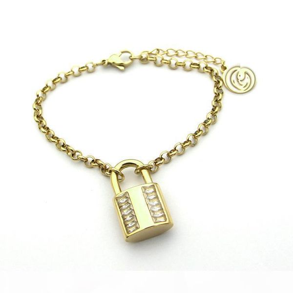 

новая мода марка 316l титана стали простой замок браслета 18k розовое золото браслет подарков, Black