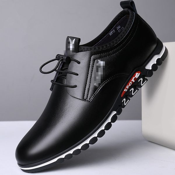 

leather sports leisure heighten business leisure low upper men's board shoes, Black