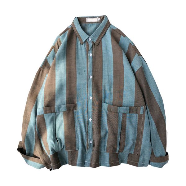 

fall korean version of the trend art striped casual long-sleeved shirt kg-181, White;black