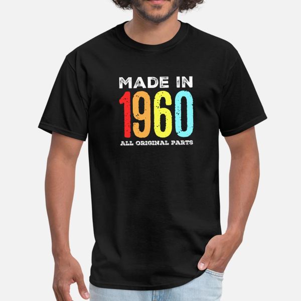 

made in 1960 vintage retro 60 years birthday gift t shirt men designing short sleeve plus size 3xl clothes breathable summer normal shirt