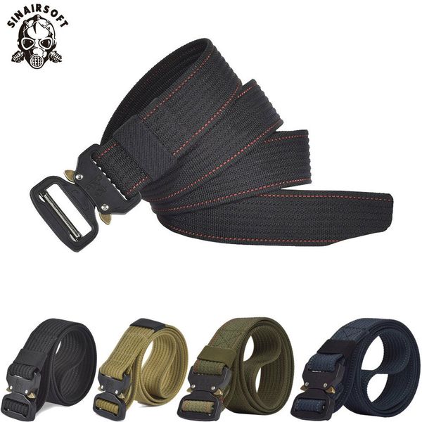 

3.8cm quick release buckle belt quick dry outdoor safety belt training pure nylon heavy duty tactical waist belt, Black;green
