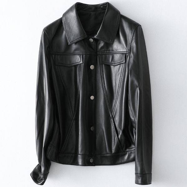 

2020 new genuine leather 100% sheepskin coat spring autumn women jacket short mulher de jaqueta de couro real hq20-cjx1915a lxr9, Black