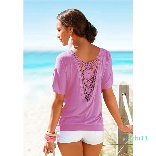 

fashion tshirt women plus size 5xl summer casual o-neck tee solid black vintage female clothing lace t-shirt, White