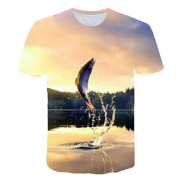 

fishing fish new o collar summer 3d print shirts anime horror graphic men clothing