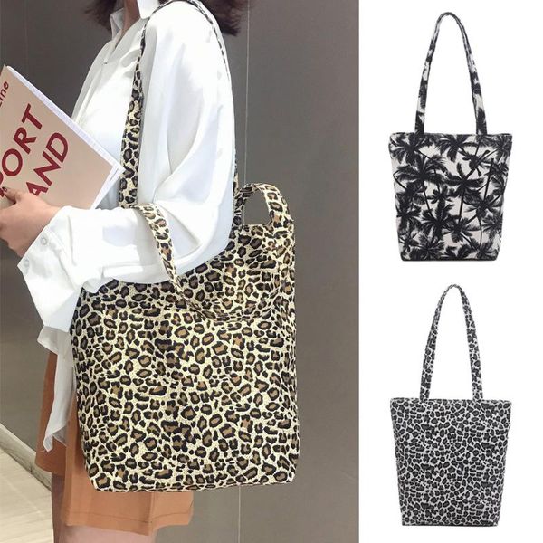 

# h30 unisex canvas плечо сумки печать leopard хозяйственной сумка ручка путешествие повседневный tote болс feminina