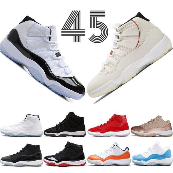 

45 concord 11 nakeskin jordan 11 men women retro basketball shoes sneakers cap and gown prm heiress gym red chicago platinum tint space