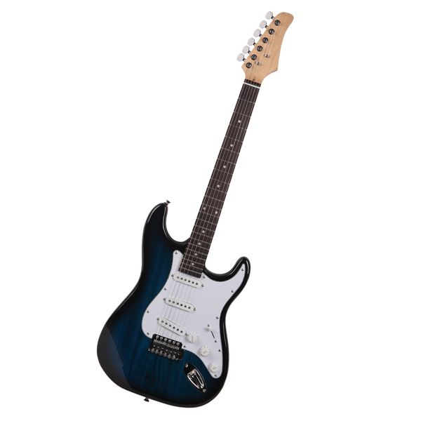 

gst rosewood glarry fingerboard electric guitar bag shoulder strap pick whammy bar cord wrench tool blue