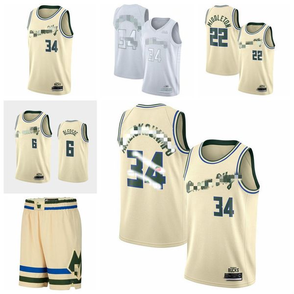 

giannis antetokounmpo eric bledsoe milwaukee bucks men 2019/20 mil swingman jersey cream edition basketball jerseys, Black;red
