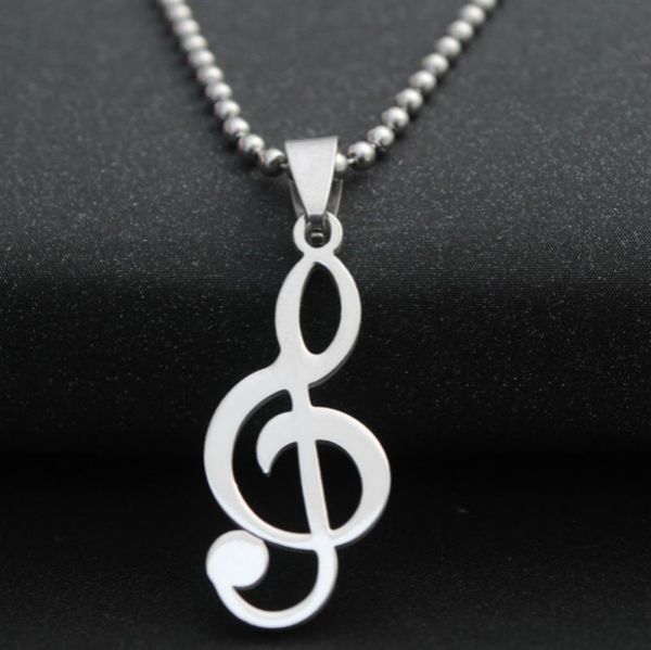 

stainless steel necklace for women man lover's music silver color fans choker beads chain pendant necklace engagement jewelry
