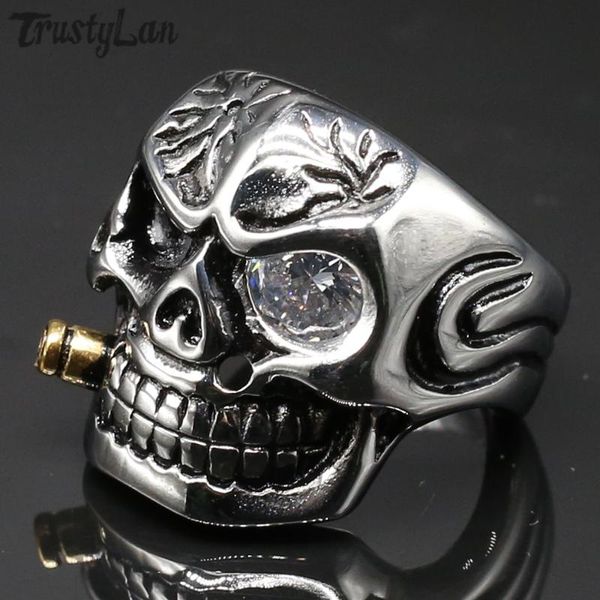 

handmade ring men hip hop smoking mens ring male quality stainless steel biker jewellery gothic unique gift for him, Golden;silver