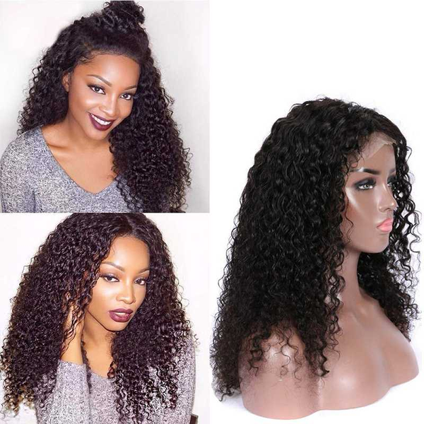 

lace wigs curly human hair wig 4x2 part brazilian remy pre plucked for women 150% density long, Black;brown