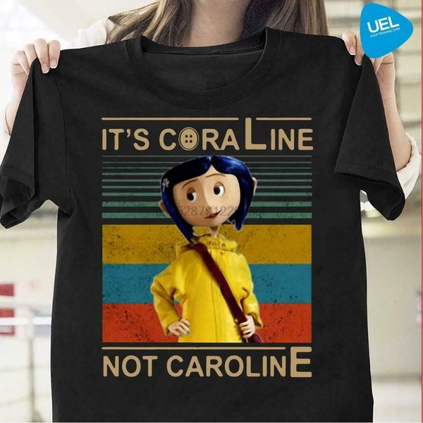 

it coraline not caroline vintage t-shirt men black s-5xl