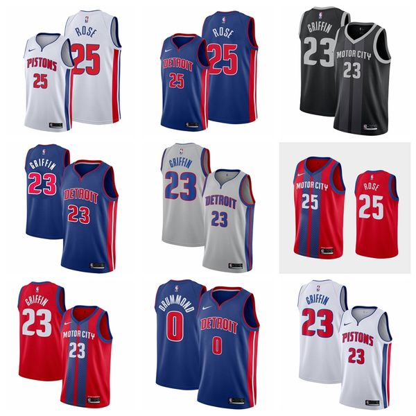 

детройт поршни мужские derrick rose red 2019-20 баскетбол джерси-сити блейк гриффин андре драммонд red s-xxxl, Black