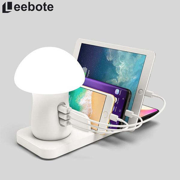 

cgjxsleebote multiple usb phone charger mushroom night lamp wireless charging station dock qc 3 .0 quick charger for mobile phones t191031