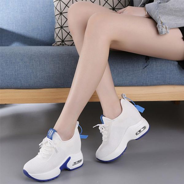 

lady's sport shoes breathing mesh sneaker heel women footwear flatform, Black