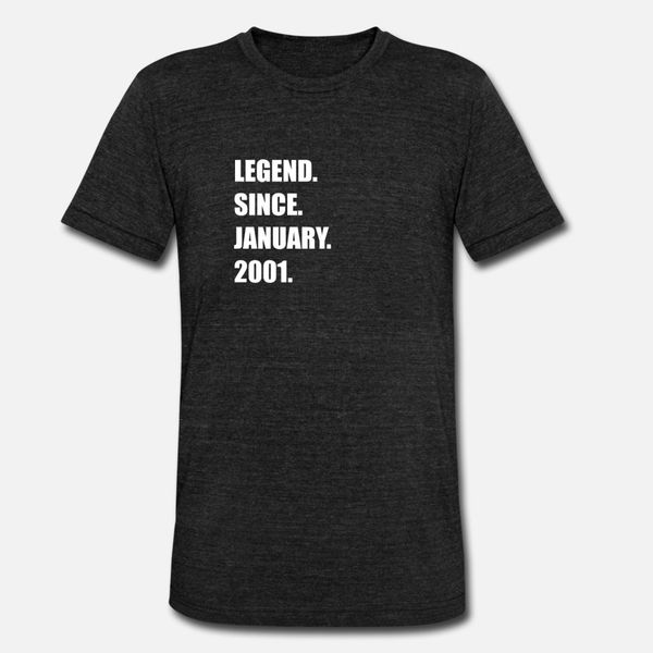 

legend since january 2001 18 years birthday gift t shirt men designs tee shirt s-xxxl outfit crazy authentic spring natural shirt