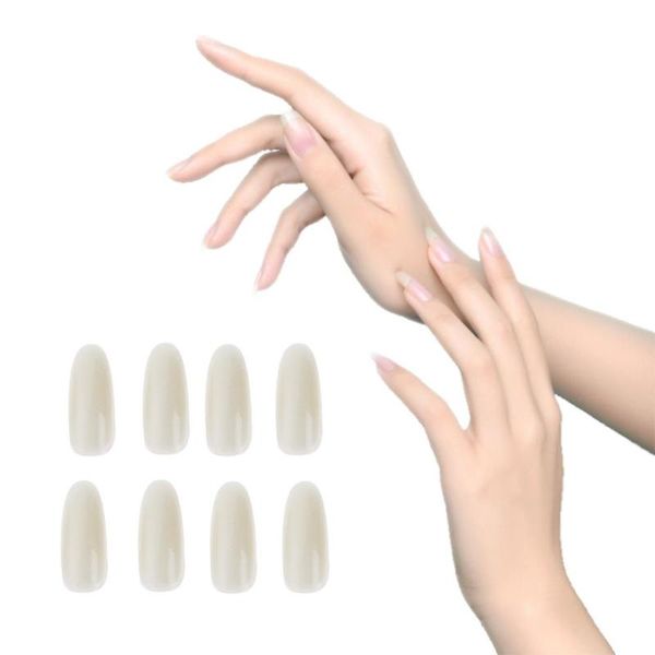 

50pcs/pack natural white ultra-thin false nail tips round tip acrylic french full cover manicure nail stickers, Red;gold