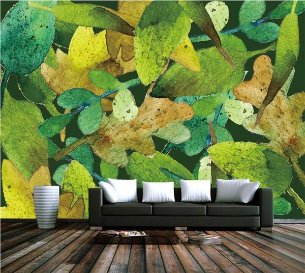 

3d custom mural p wallpaper printing scattered leaves environment friendly modern tv background bar study bedroom study