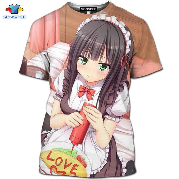 

anime girl men summer homme pullover 3d print shirts hentai graphic humor men clothing