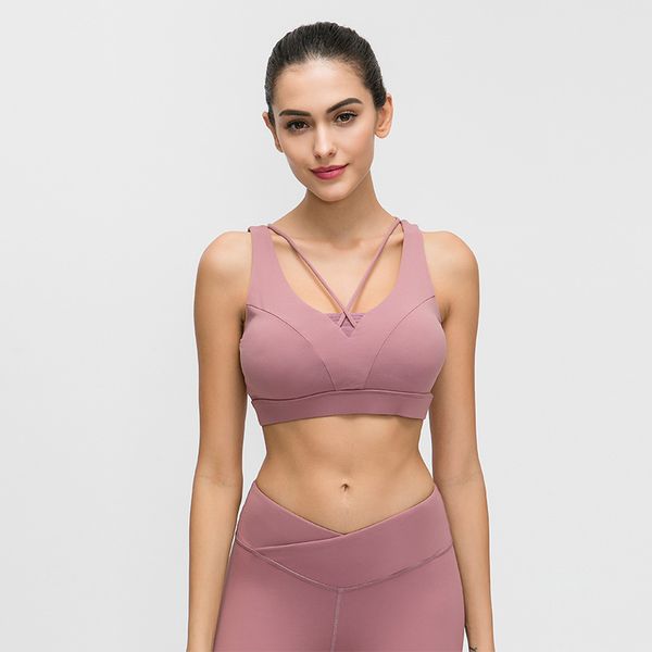 

solid color sports bra lu yoga sports gym clothes women fitness push up bras with logo, White;red