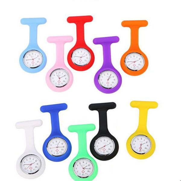 

dhl silicone nurse medical watch pocket watches doctor christmas gifts colorful fob tunic watch mixed colors, Slivery;golden