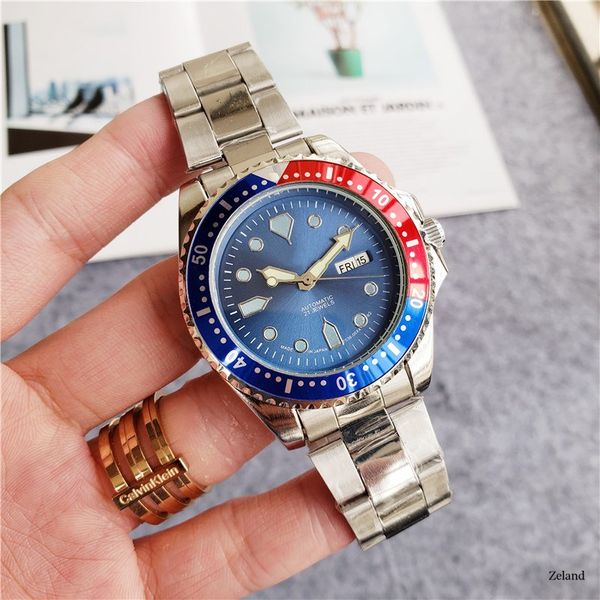 

2020 new luxury mens watches 43 mm size double calendar automatic mechanical watch designer watches role brand fashion stainless steel strap, Slivery;brown