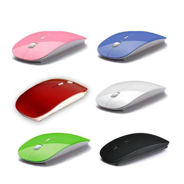 Новый стиль конфеты цвет ультра тонкий беспроводная мышь и приемник 2.4G USB оптическая мышь Красочная компьютерная Мыши DHL Free