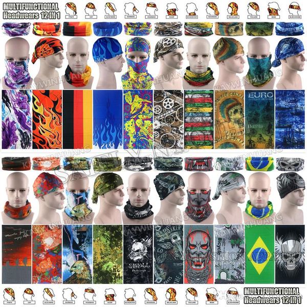

magic head face protective mask neck gaiter biker's tube bandana scarf wristband beanie cap balaclava washable face mask, Black;white