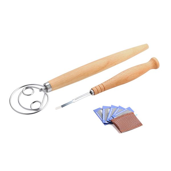 

biscuit toast wooden handle bread cutter set portable baking tool dough whisk