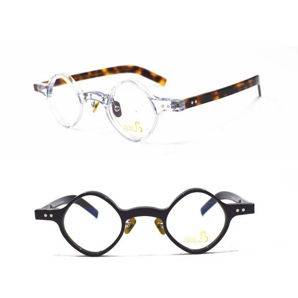

hand made acetate vintage small eyeglass frames weird round full rim glasses 100% hand made rx able, Black