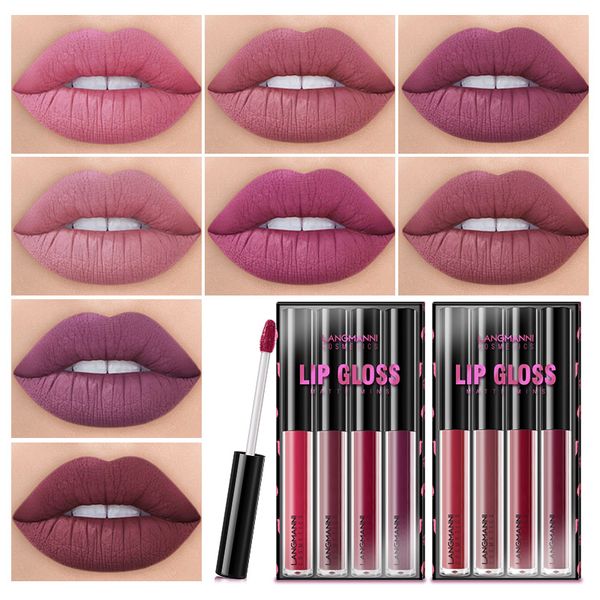 4pcs Lip Gloss Set Matte Lipstick líquido de 1,5 ml * 4 Lip Gloss Set Longa Duração Hidratante Waterproof Lip Glaze