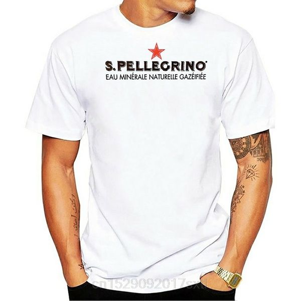 

men's casual fashion t-shirt funny san pellegrino red star men's round collar cotton white short-sleeved