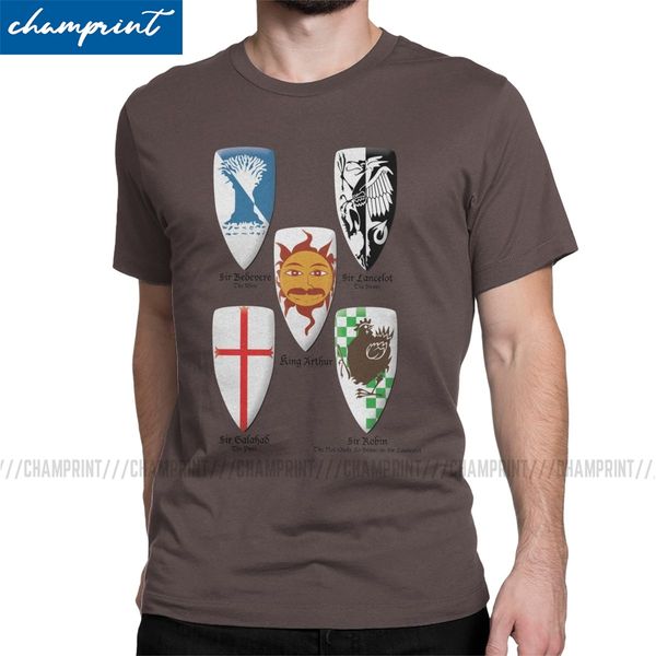 

novelty shields black knight t-shirt men t shirt monty python and the holy grail arthur short sleeve tees summer clothing